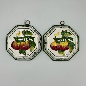 Vintage Bassano Ceramic Tomato Wall Decorations- From Italy Set of 2